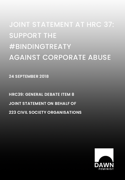 JOINT STATEMENT AT HRC 37: SUPPORT THE #BINDINGTREATY AGAINST CORPORATE ABUSE