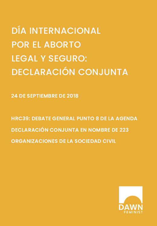 DÍA INTERNACIONAL POR EL ABORTO LEGAL Y SEGURO: DECLARACIÓN CONJUNTA